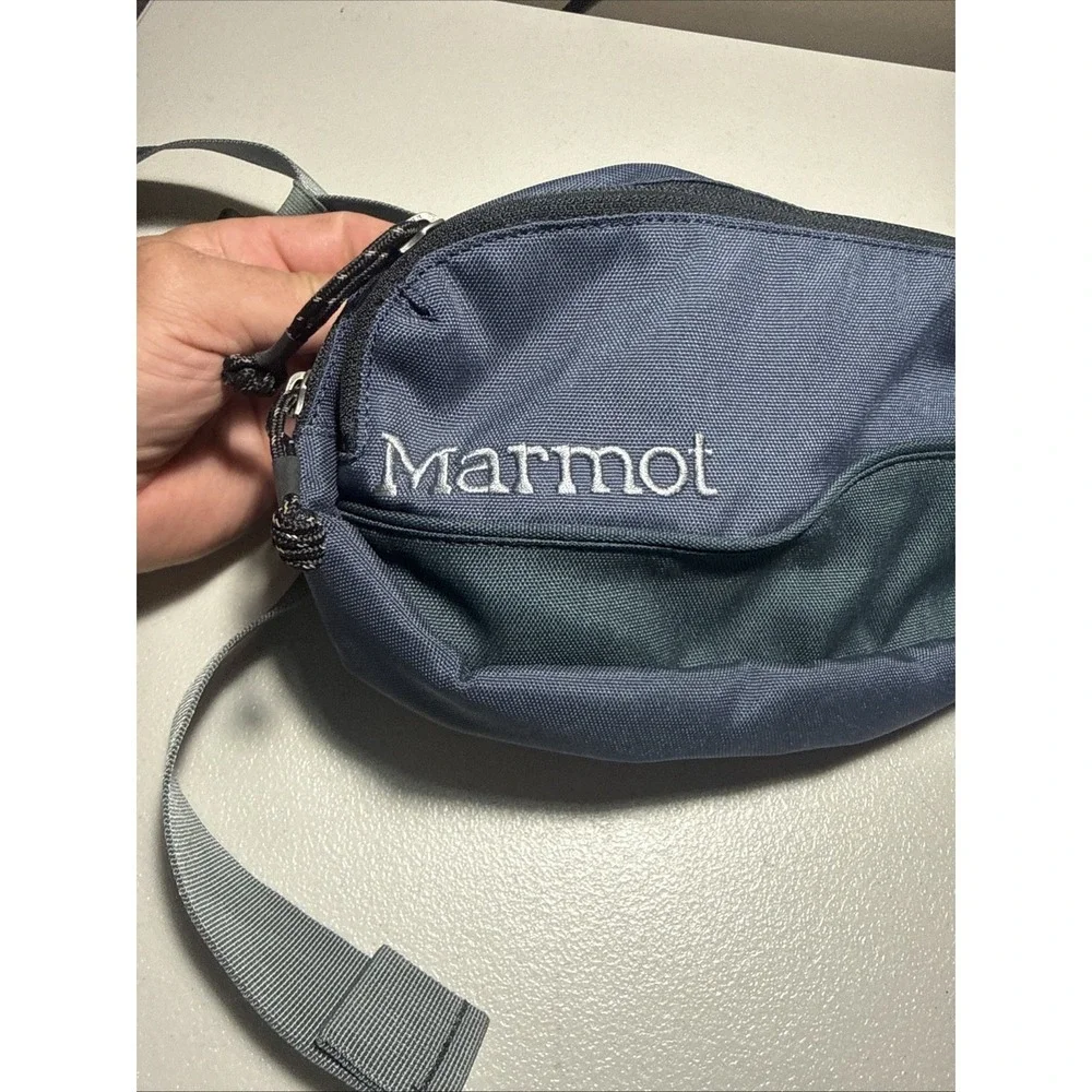 Marmot Waist Pack Multi Pocket Bag Lumbar Fanny Pack Bag Small Blue Two Zip